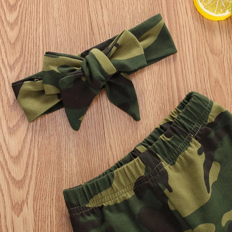 2022 Toddler Baby Clothes Set – Camouflage Short Sleeve Bodysuit & Pants