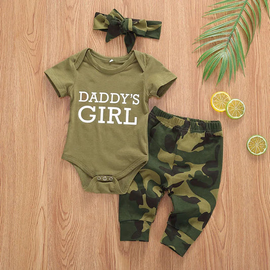 2022 Toddler Baby Clothes Set – Camouflage Short Sleeve Bodysuit & Pants