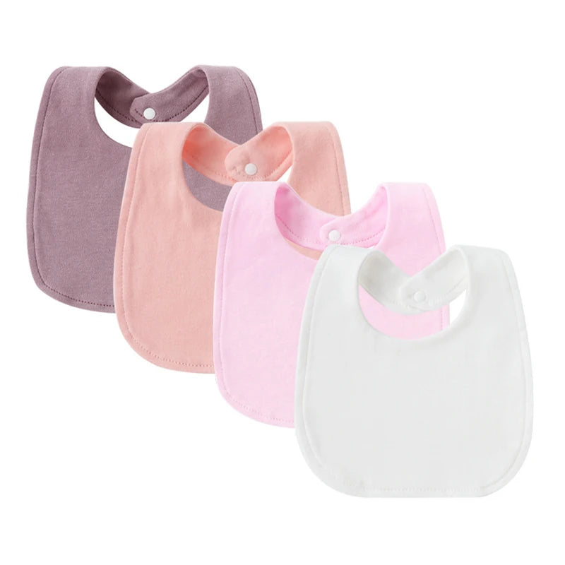 4PCS Baby Bibs & Burp Cloths – Soft Cotton Newborn Saliva Towels