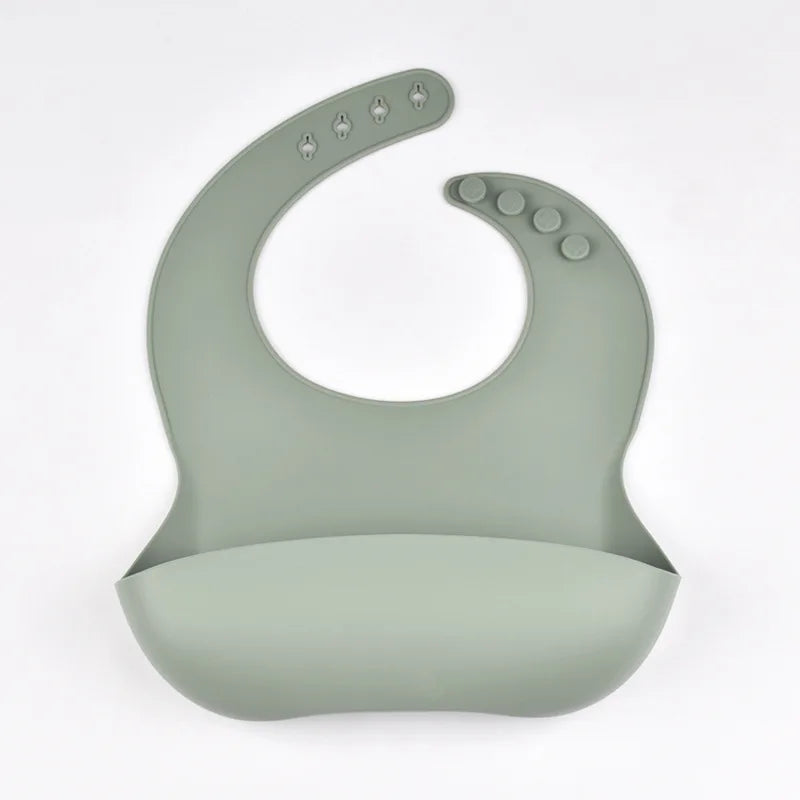 Baby Silicone Tray Bib – Waterproof & Adjustable Feeding Bib with Food Pocket