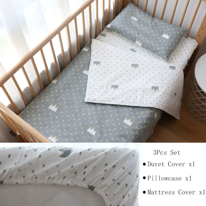 Baby Bedding Set for Newborns – 3-Piece Pure Cotton Crib Kit (Without Filler)
