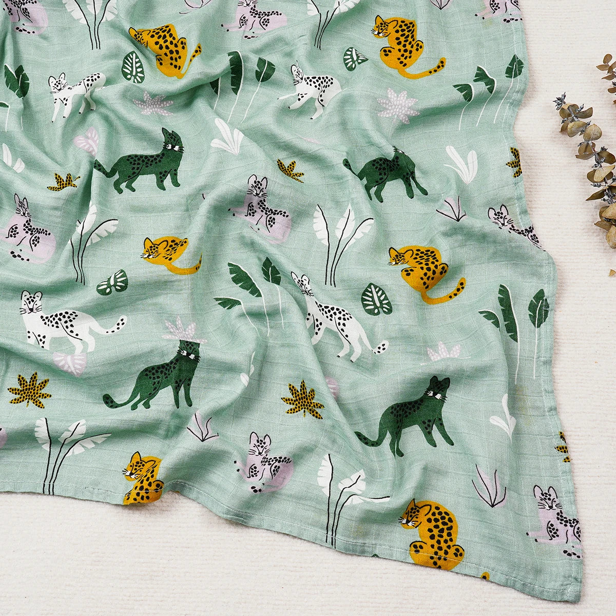 Happy Flute 120x120CM Muslin Baby Blanket – Soft Cotton & Bamboo Swaddle Towel