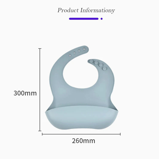 Baby Silicone Tray Bib – Waterproof & Adjustable Feeding Bib with Food Pocket