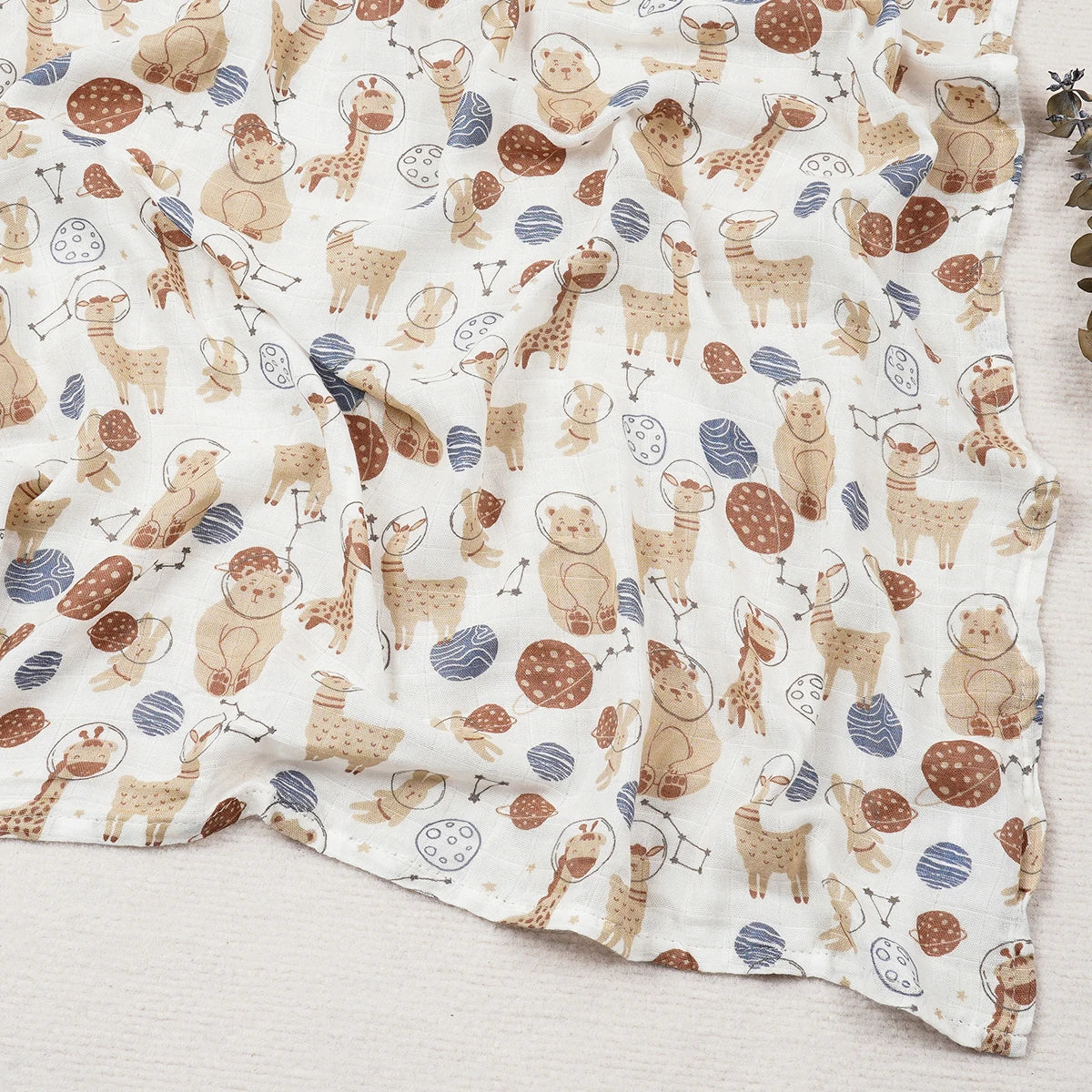Happy Flute 120x120CM Muslin Baby Blanket – Soft Cotton & Bamboo Swaddle Towel