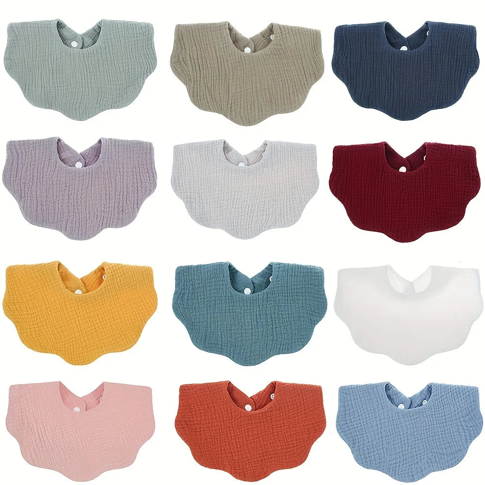 Cotton Soft Baby Bib – Solid Color Infant Burp Cloth & Bandana Scarf