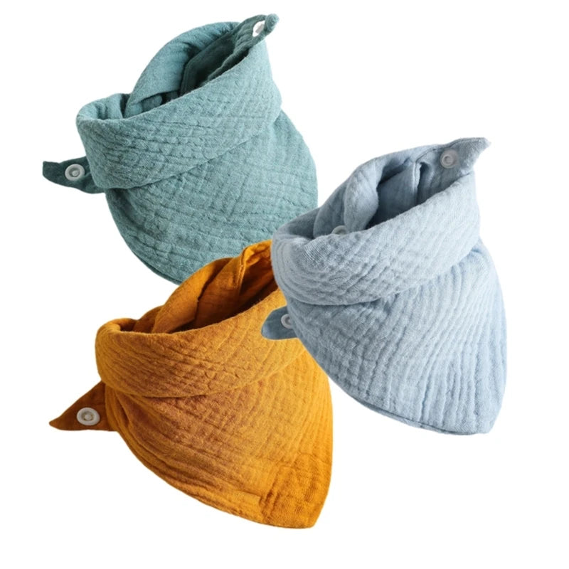 3PCS Baby Muslin Bibs – Soft Cotton Bandana Bibs for Drool & Feeding