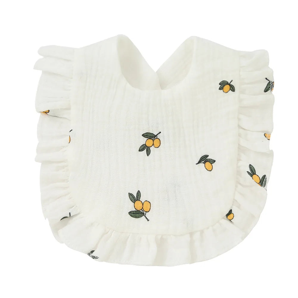 Newborn Baby Bibs – Soft Cotton Ruffle Floral Burp Cloths & Saliva Towels