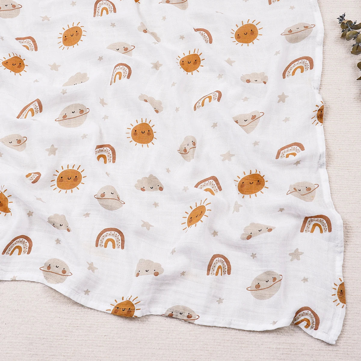 Happy Flute 120x120CM Muslin Baby Blanket – Soft Cotton & Bamboo Swaddle Towel