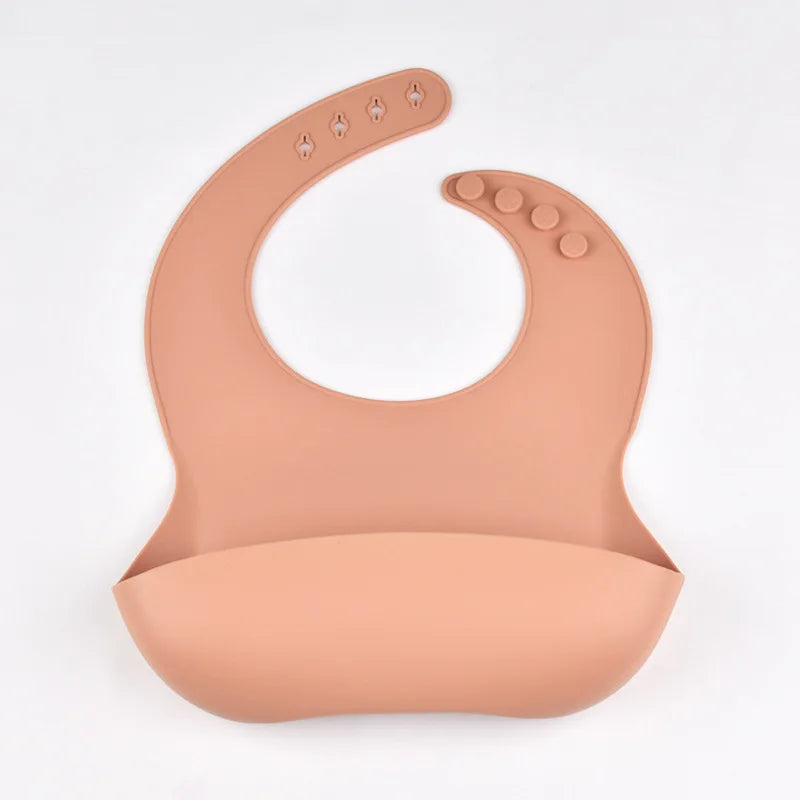 Baby Silicone Tray Bib – Waterproof & Adjustable Feeding Bib with Food Pocket