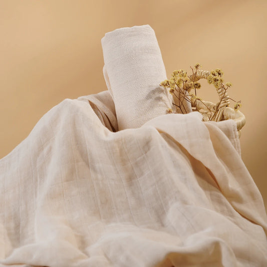 Happy Flute 120x120CM Muslin Baby Blanket – Soft Cotton & Bamboo Swaddle Towel
