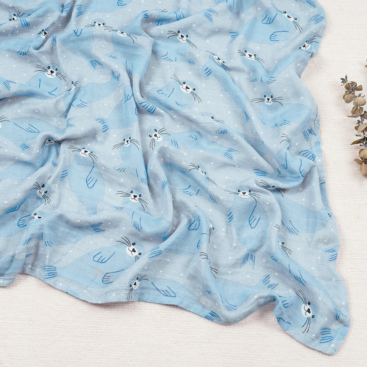 Happy Flute 120x120CM Muslin Baby Blanket – Soft Cotton & Bamboo Swaddle Towel
