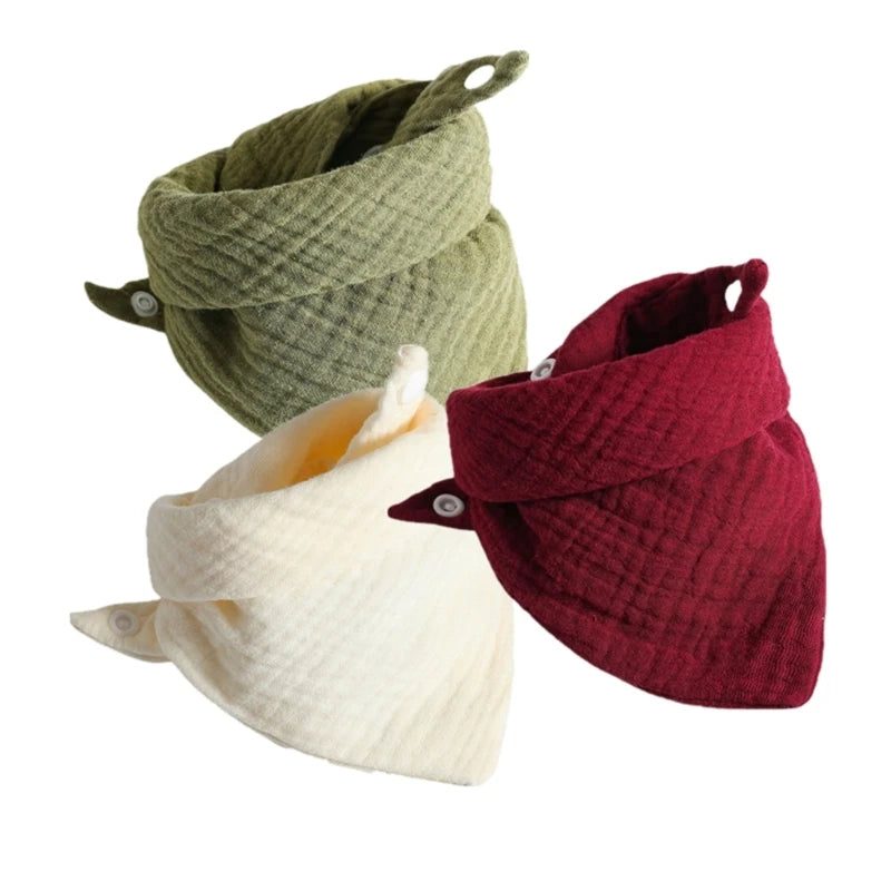 3PCS Baby Muslin Bibs – Soft Cotton Bandana Bibs for Drool & Feeding
