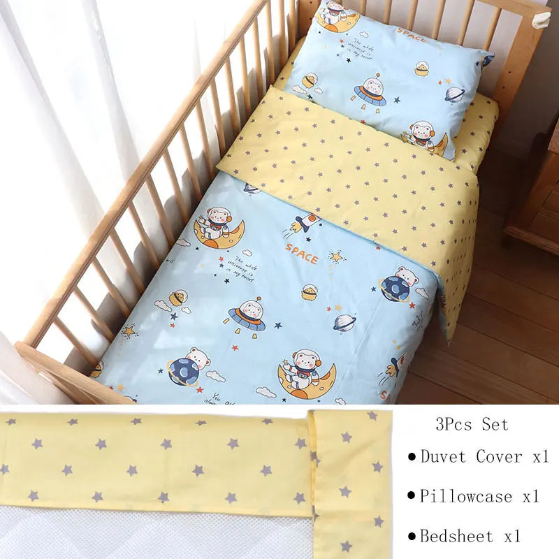 Baby Bedding Set for Newborns – 3-Piece Pure Cotton Crib Kit (Without Filler)