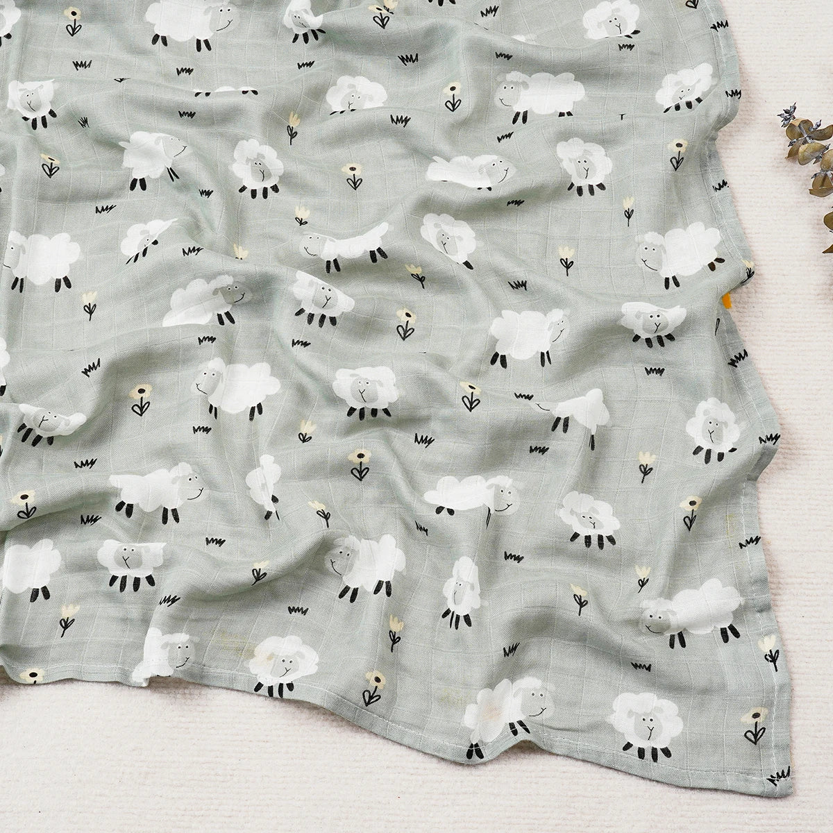 Happy Flute 120x120CM Muslin Baby Blanket – Soft Cotton & Bamboo Swaddle Towel
