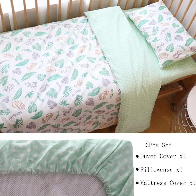 Baby Bedding Set for Newborns – 3-Piece Pure Cotton Crib Kit (Without Filler)