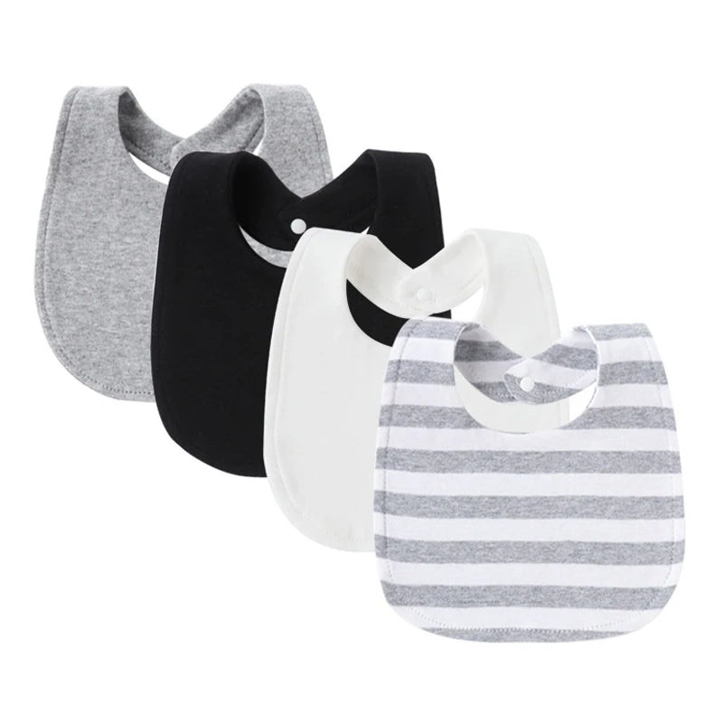 4PCS Baby Bibs & Burp Cloths – Soft Cotton Newborn Saliva Towels