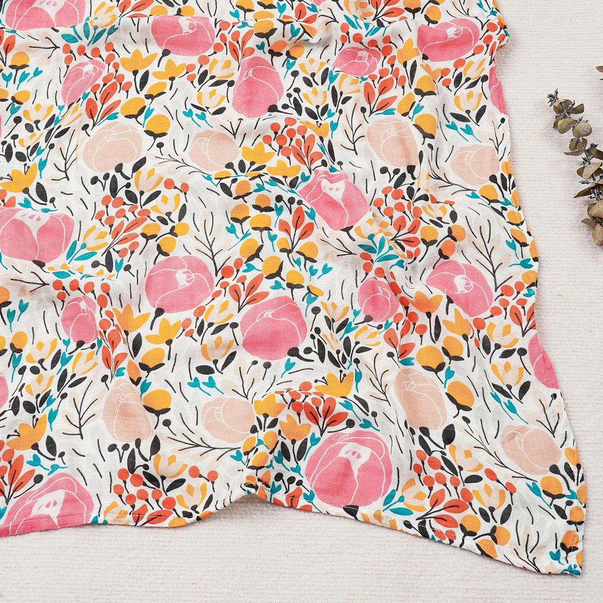 Happy Flute 120x120CM Muslin Baby Blanket – Soft Cotton & Bamboo Swaddle Towel