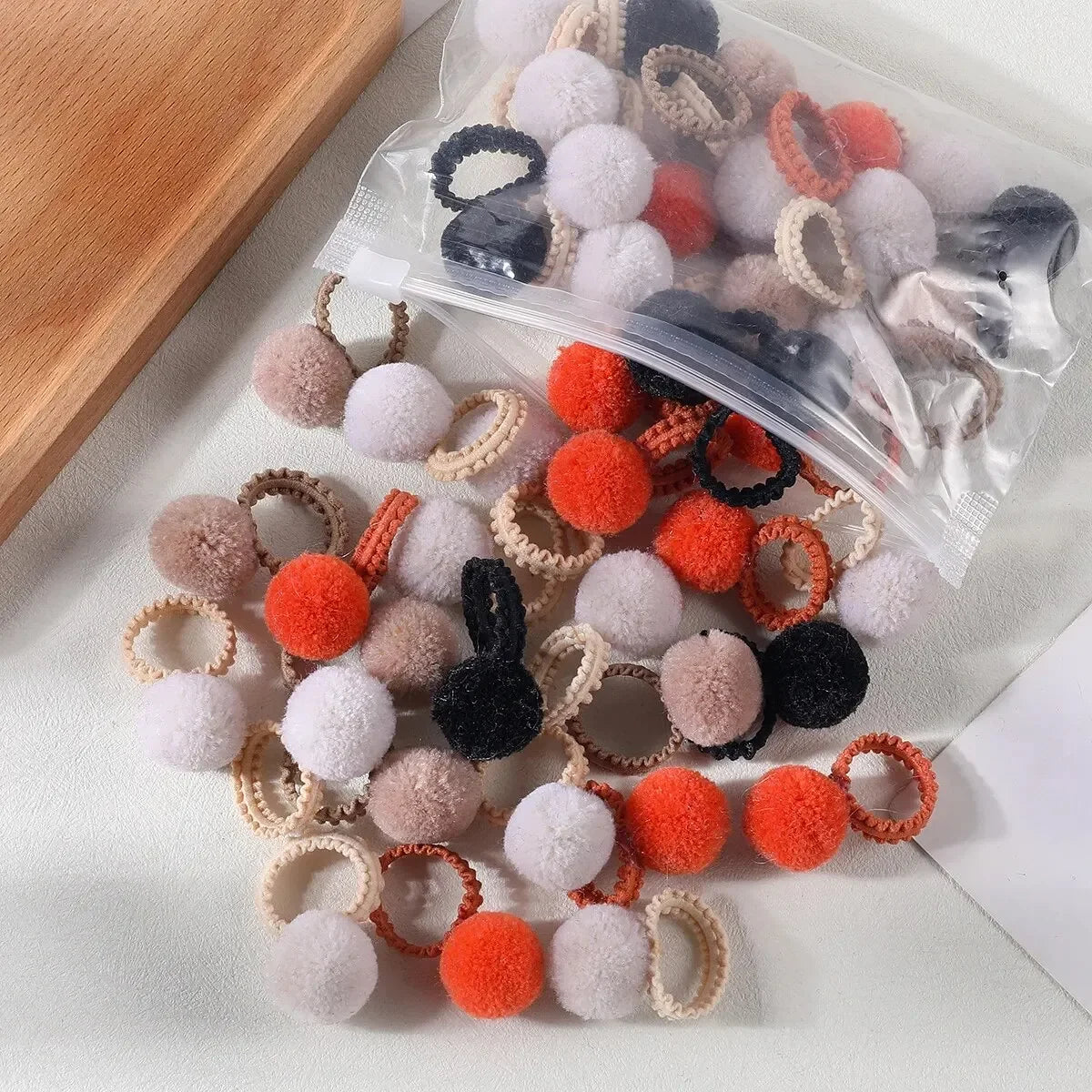 20PCS Colorful Plush Ball Elastic Hair Bands