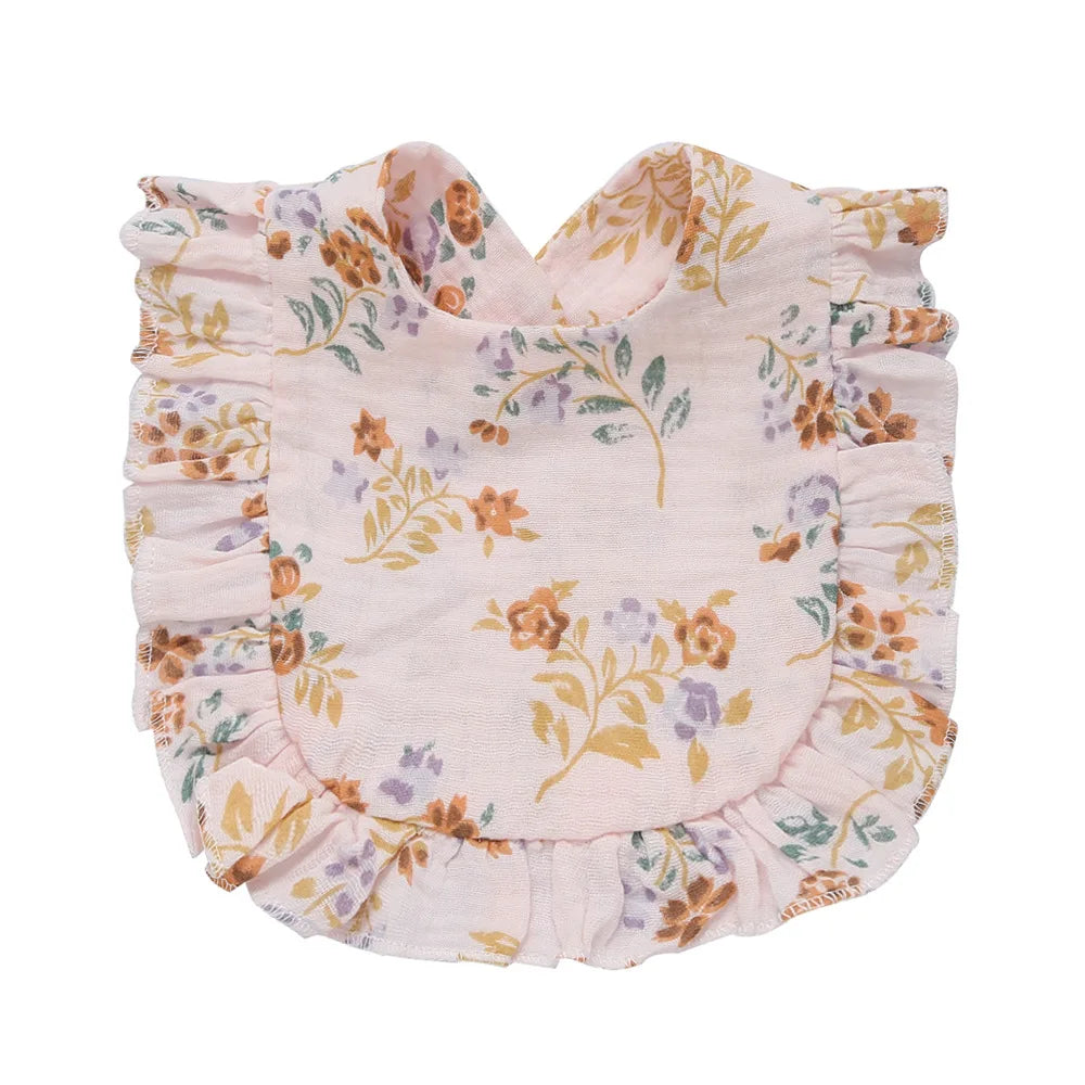 Newborn Baby Bibs – Soft Cotton Ruffle Floral Burp Cloths & Saliva Towels