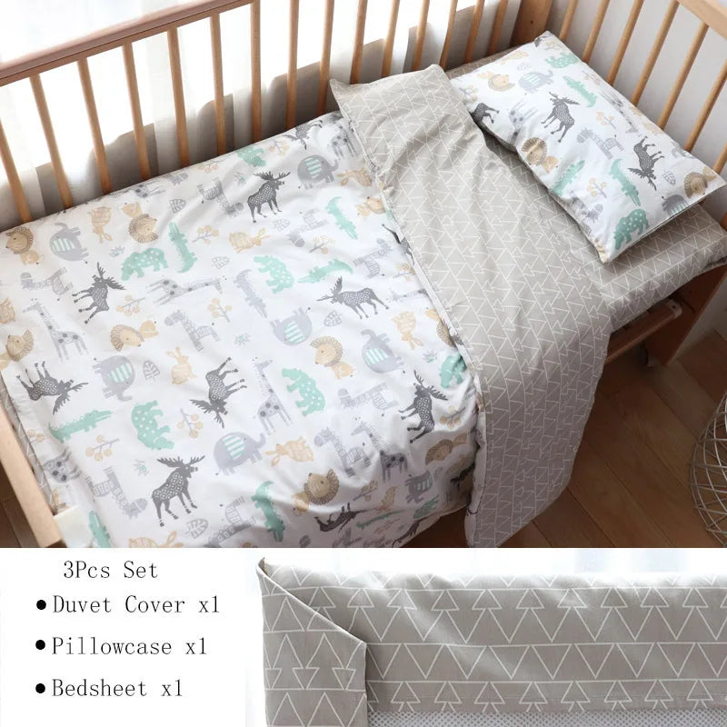 Baby Bedding Set for Newborns – 3-Piece Pure Cotton Crib Kit (Without Filler)