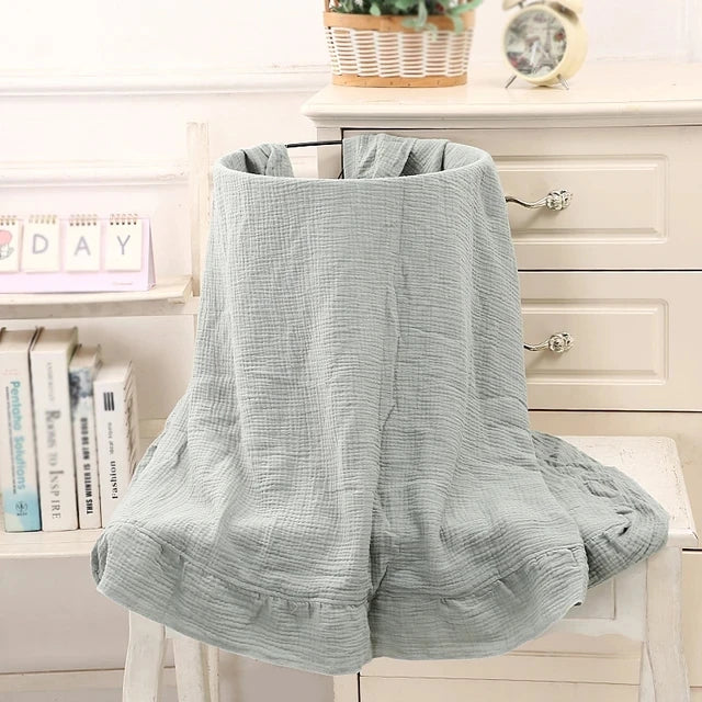 INS Ruffled Muslin Baby Swaddle Blanket – Soft Organic Cotton Newborn Wrap