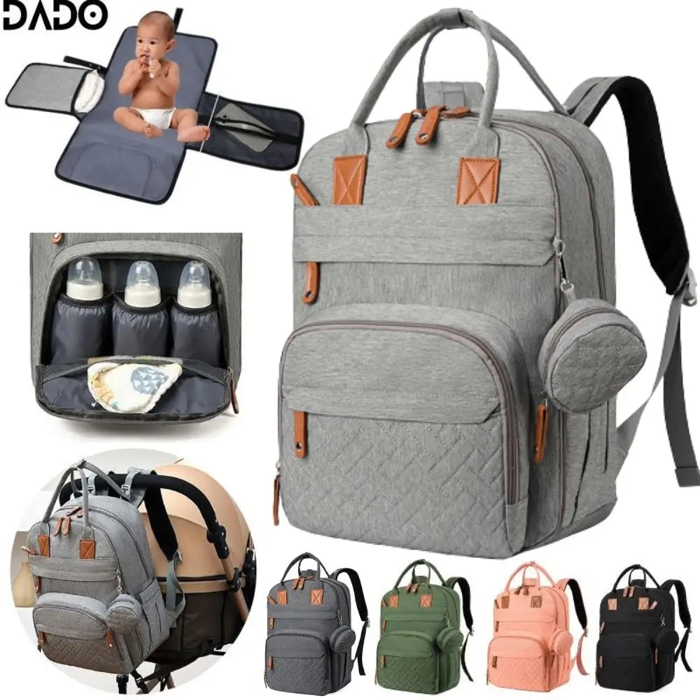 Diaper Bag Backpack – Multifunctional Travel Tote with Changing Station & Stroller Straps