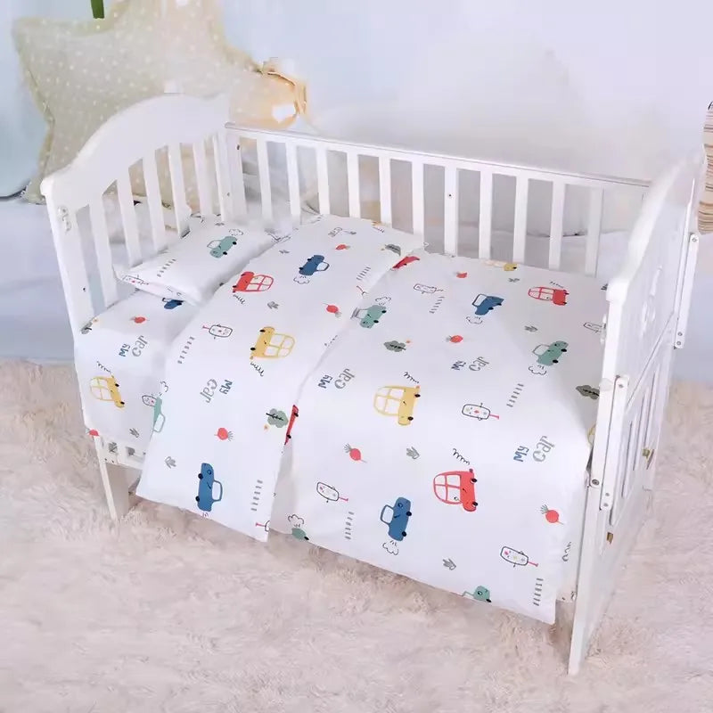 3PCS Crib Bedding Set – Cartoon Animal Baby Crib Linen Kit (Without Filler)