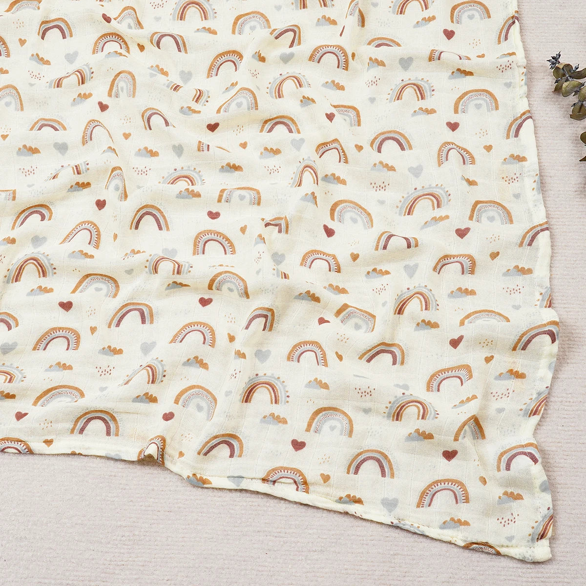 Happy Flute 120x120CM Muslin Baby Blanket – Soft Cotton & Bamboo Swaddle Towel