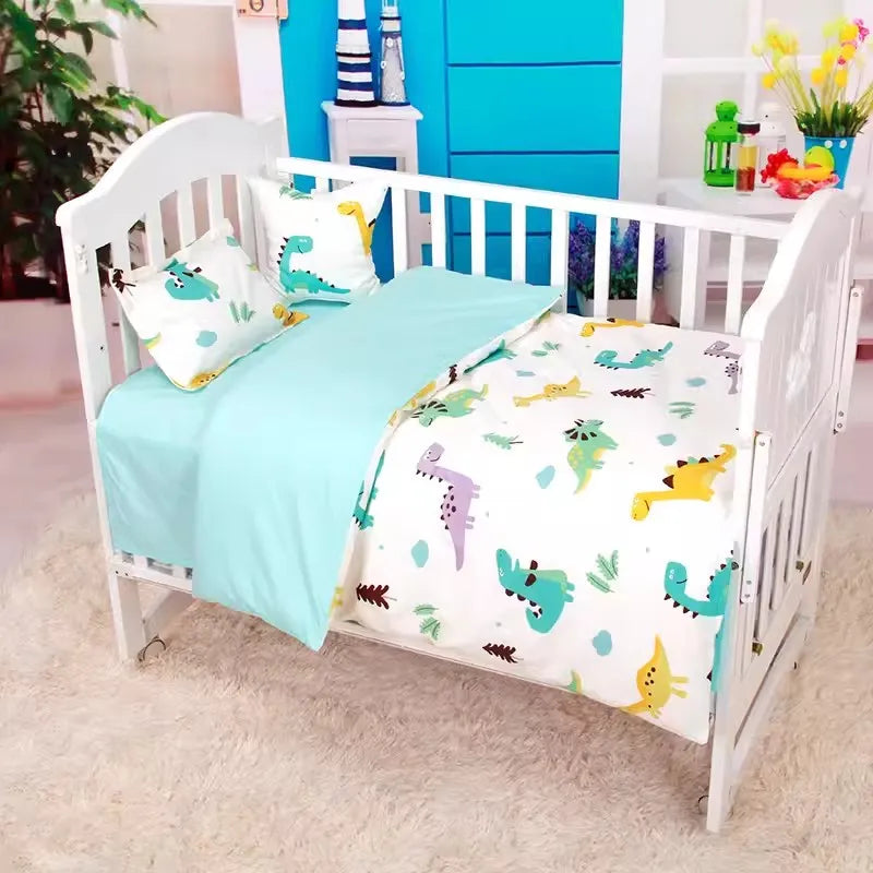 3PCS Crib Bedding Set – Cartoon Animal Baby Crib Linen Kit (Without Filler)