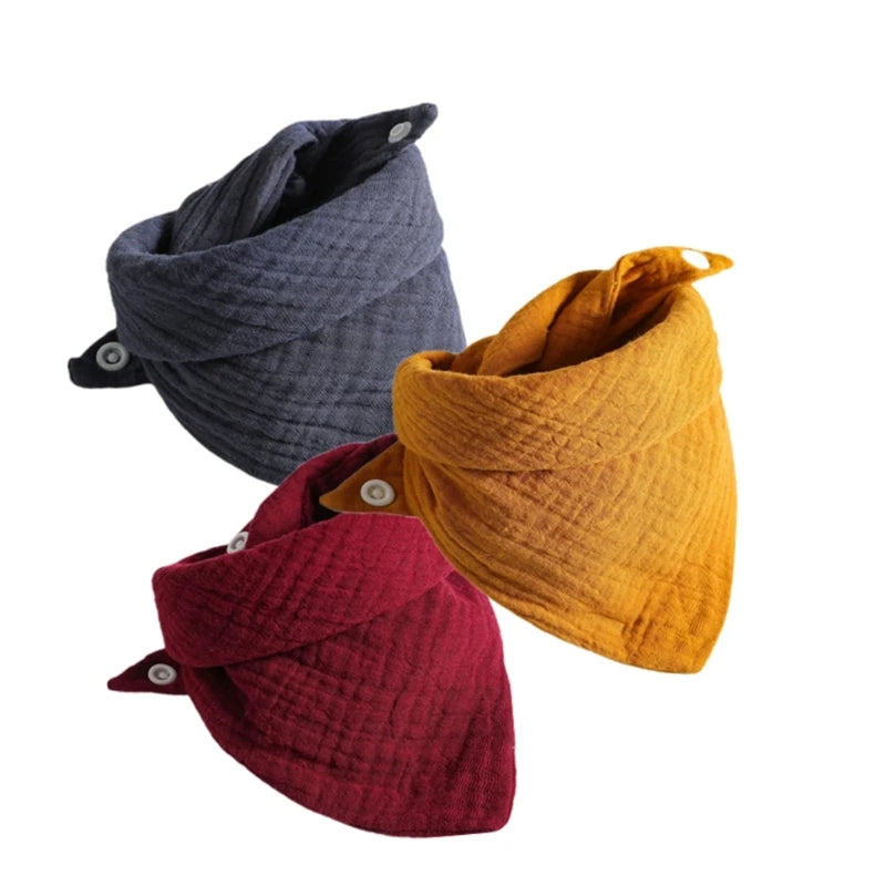 3PCS Baby Muslin Bibs – Soft Cotton Bandana Bibs for Drool & Feeding