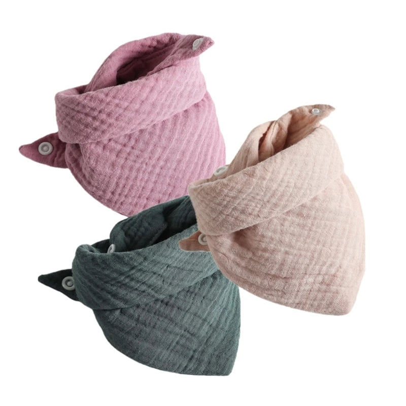 3PCS Baby Muslin Bibs – Soft Cotton Bandana Bibs for Drool & Feeding