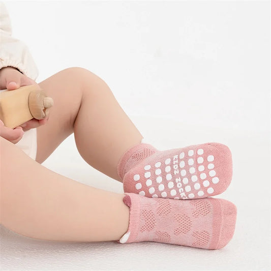 4 Pairs Baby Mesh Socks – Breathable Non-Slip Short Socks for Toddlers