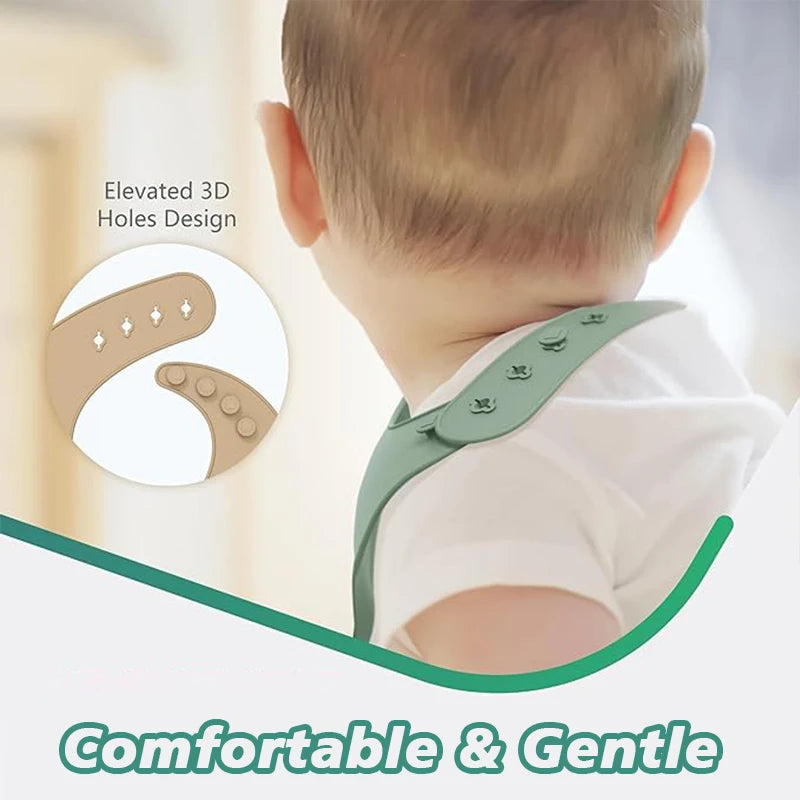 Baby Silicone Tray Bib – Waterproof & Adjustable Feeding Bib with Food Pocket