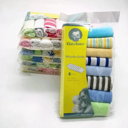 8PCS Baby Bath Towels – Soft Cotton Absorbent Handkerchief & Bib Set