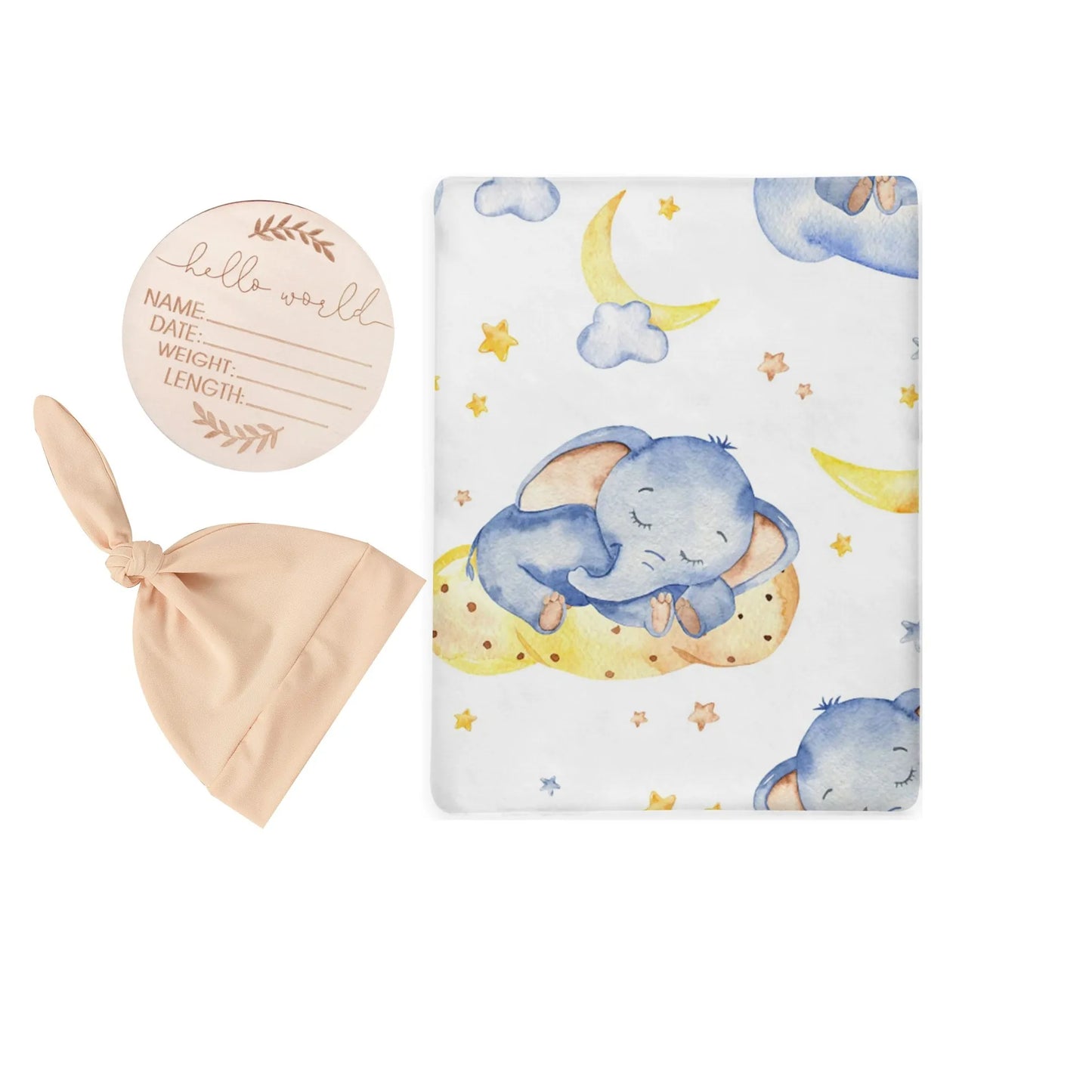 3PCS Newborn Baby Muslin Swaddle Blanket Set – Cotton Wrap & Hat