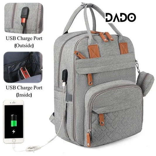 Diaper Bag Backpack – Multifunctional Travel Tote with Changing Station & Stroller Straps