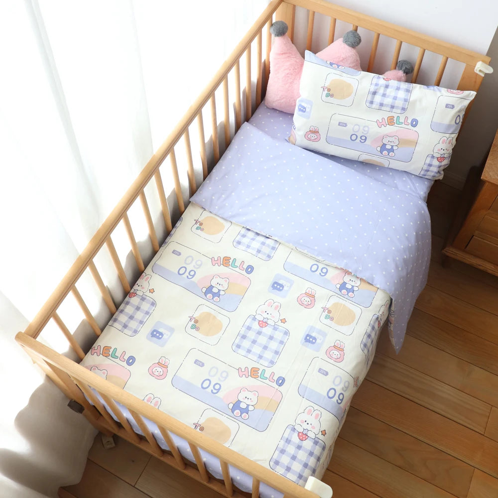 Baby Bedding Set for Newborns – 3-Piece Pure Cotton Crib Kit (Without Filler)