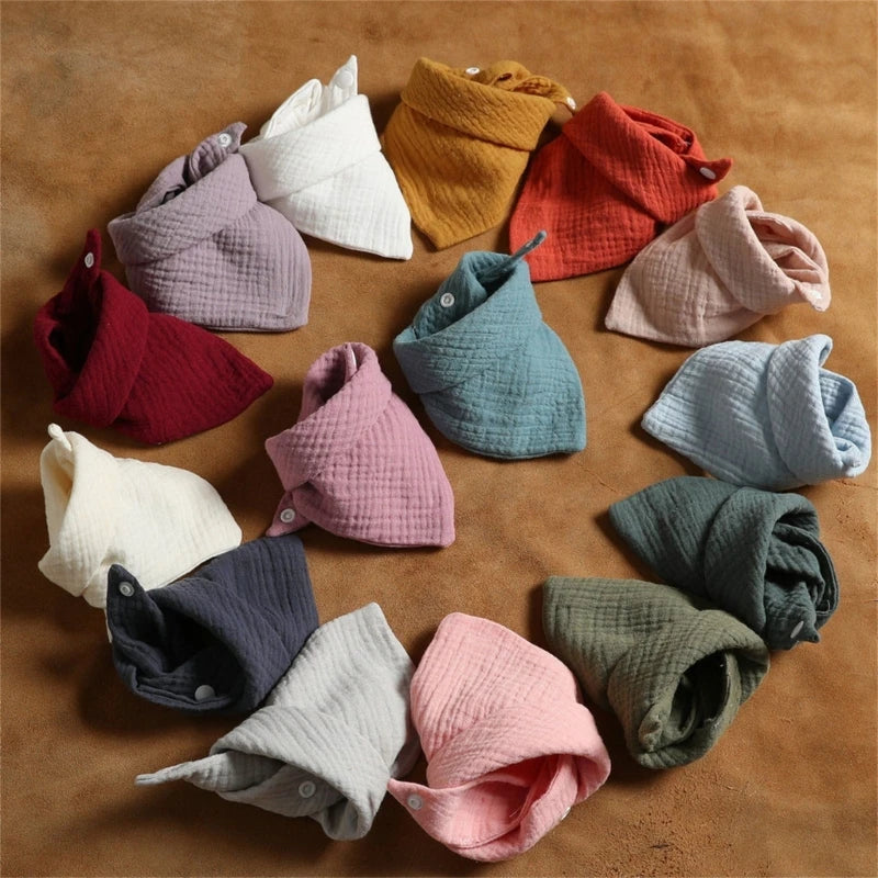 3PCS Baby Muslin Bibs – Soft Cotton Bandana Bibs for Drool & Feeding