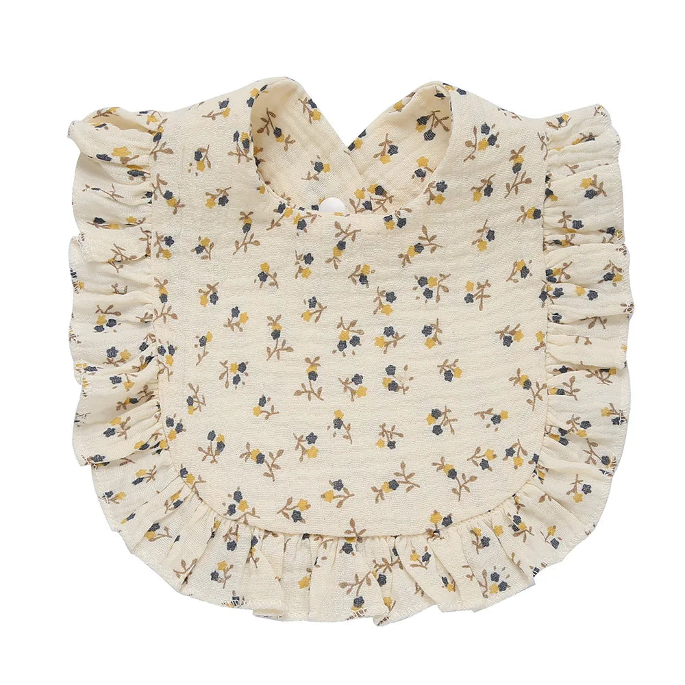 Newborn Baby Bibs – Soft Cotton Ruffle Floral Burp Cloths & Saliva Towels