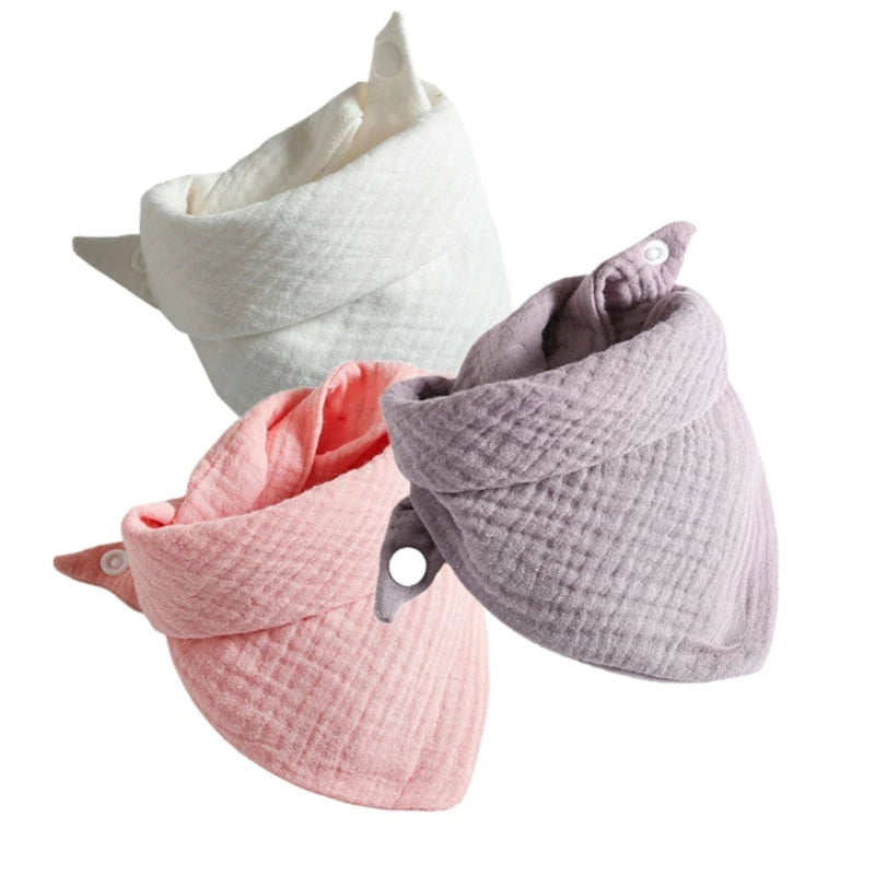 3PCS Baby Muslin Bibs – Soft Cotton Bandana Bibs for Drool & Feeding