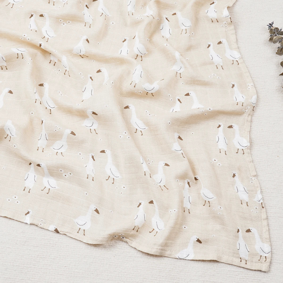 Happy Flute 120x120CM Muslin Baby Blanket – Soft Cotton & Bamboo Swaddle Towel