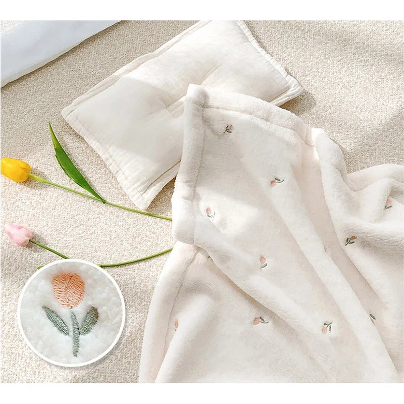Soft Flannel Baby Blanket – Warm Coral Fleece Swaddle & Stroller Cover