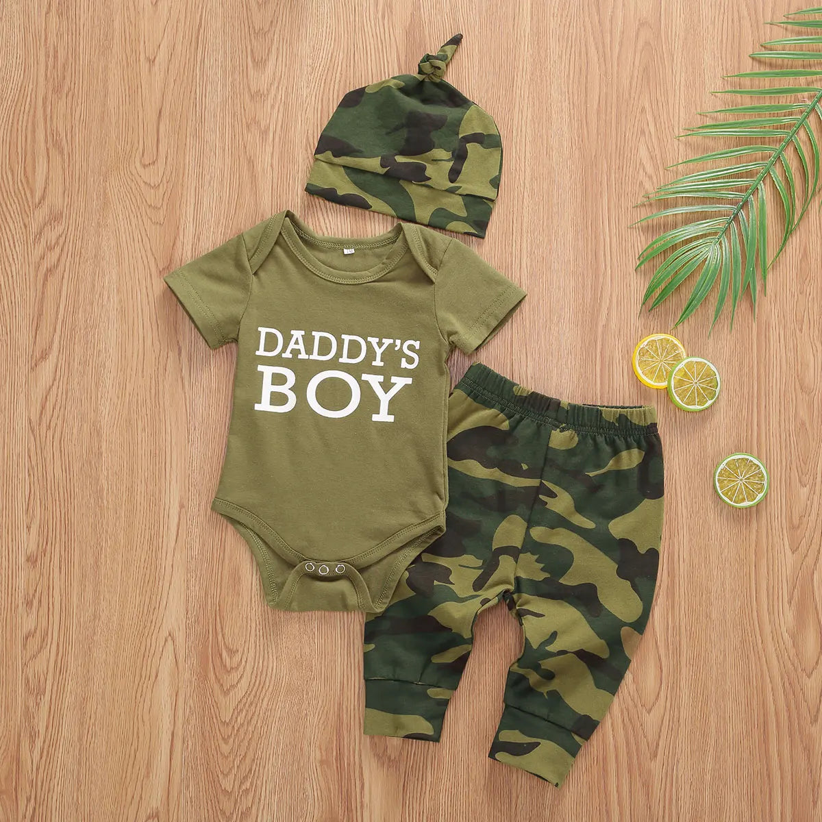 2022 Toddler Baby Clothes Set – Camouflage Short Sleeve Bodysuit & Pants