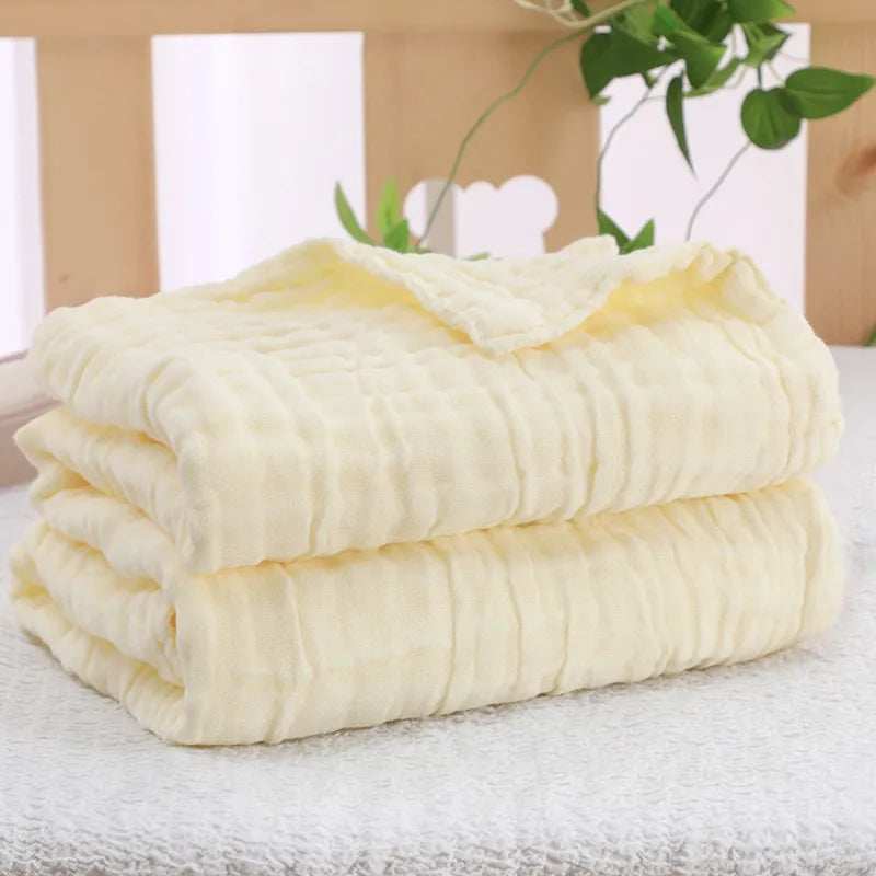 Newborn Organic Cotton Blanket – 6-Layer Gauze Swaddle & Bath Towel