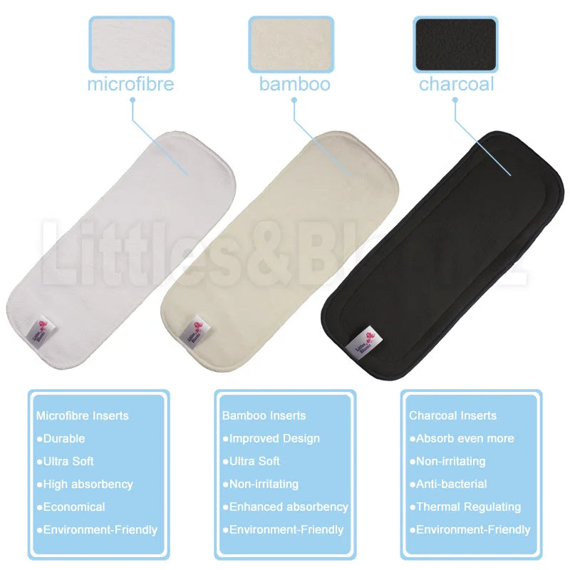 10PCS Reusable Washable Inserts – Bamboo Charcoal & Microfiber Absorbent Liners