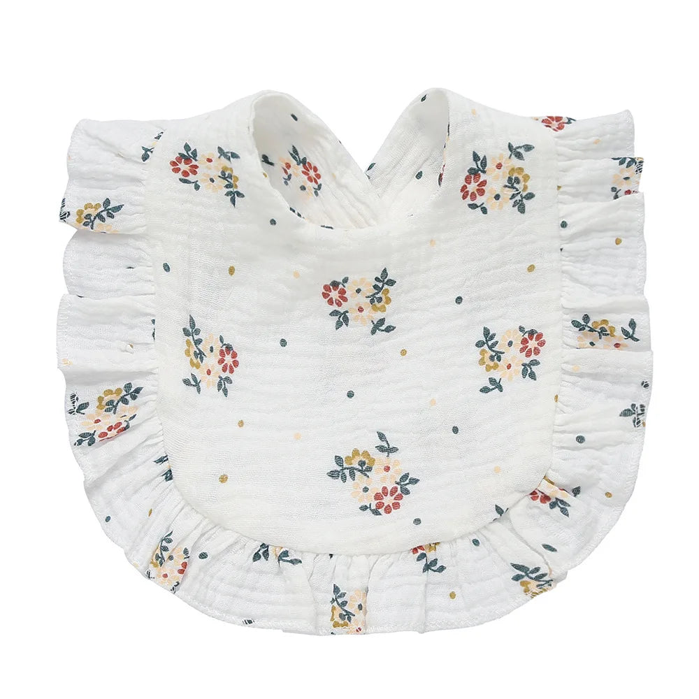 Newborn Baby Bibs – Soft Cotton Ruffle Floral Burp Cloths & Saliva Towels