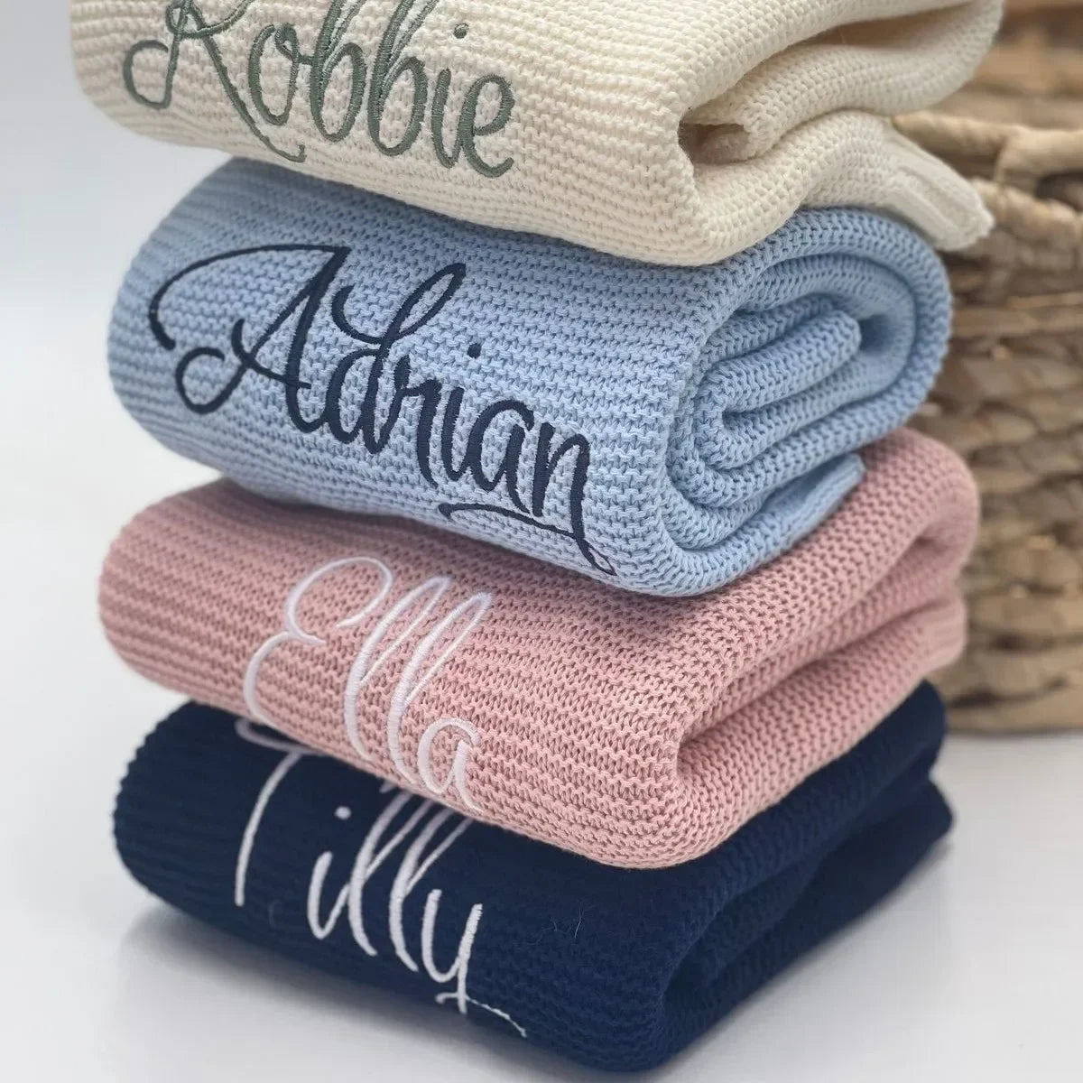 Personalized Name Baby Knitted Blanket Cotton