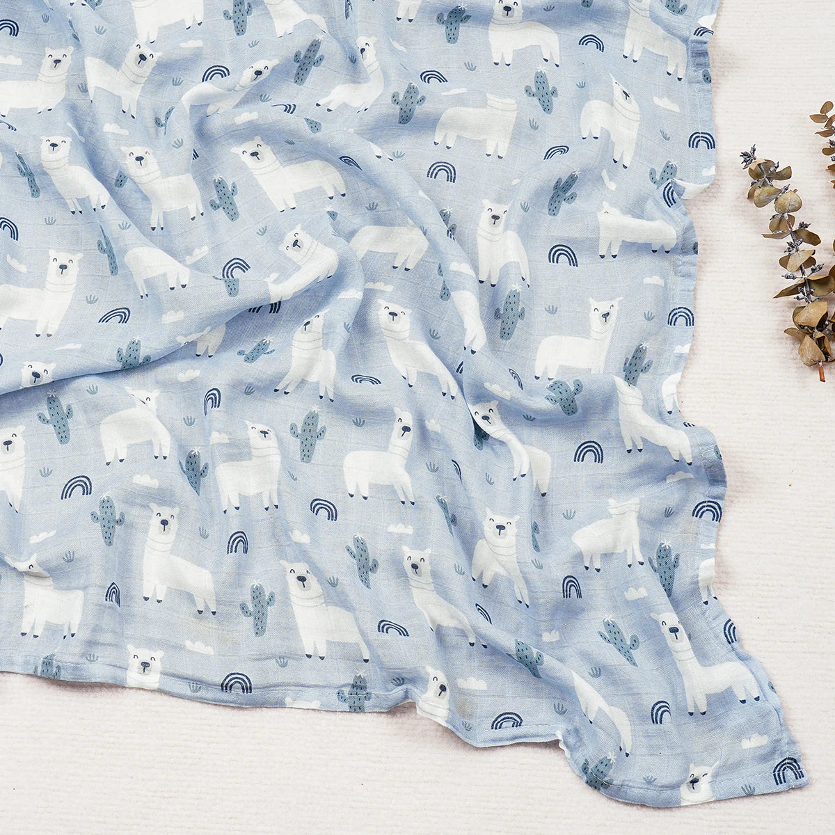 Happy Flute 120x120CM Muslin Baby Blanket – Soft Cotton & Bamboo Swaddle Towel