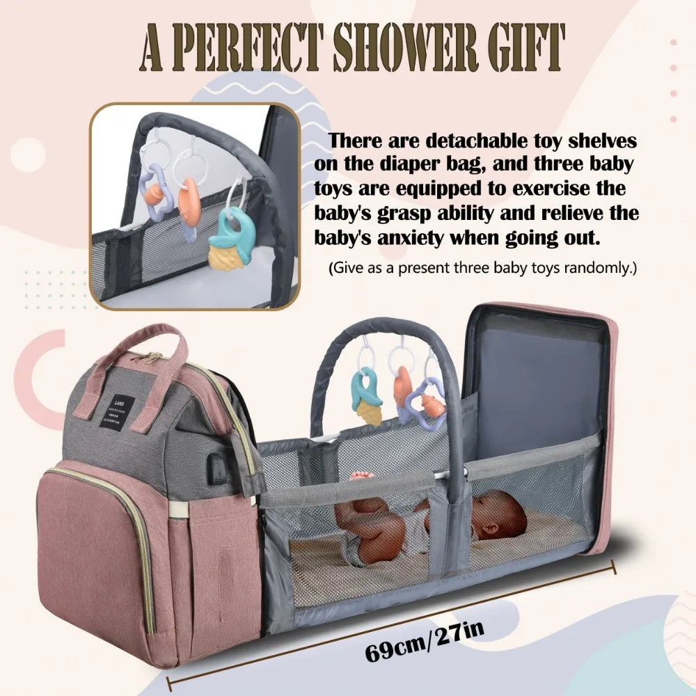 Lightweight Mommy Bag – Portable Folding Crib & Large-Capacity Travel Backpack