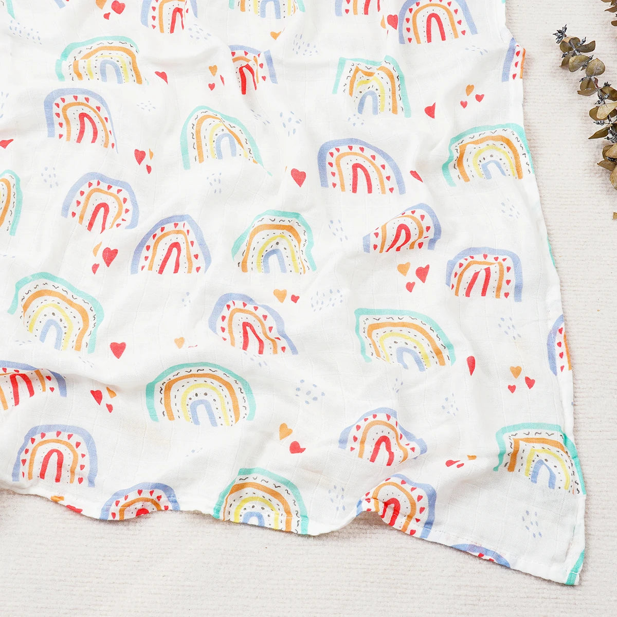 Happy Flute 120x120CM Muslin Baby Blanket – Soft Cotton & Bamboo Swaddle Towel